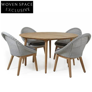 Modern All-Weather Teak Woven Rope Outdoor Patio Bistro Dining Chair