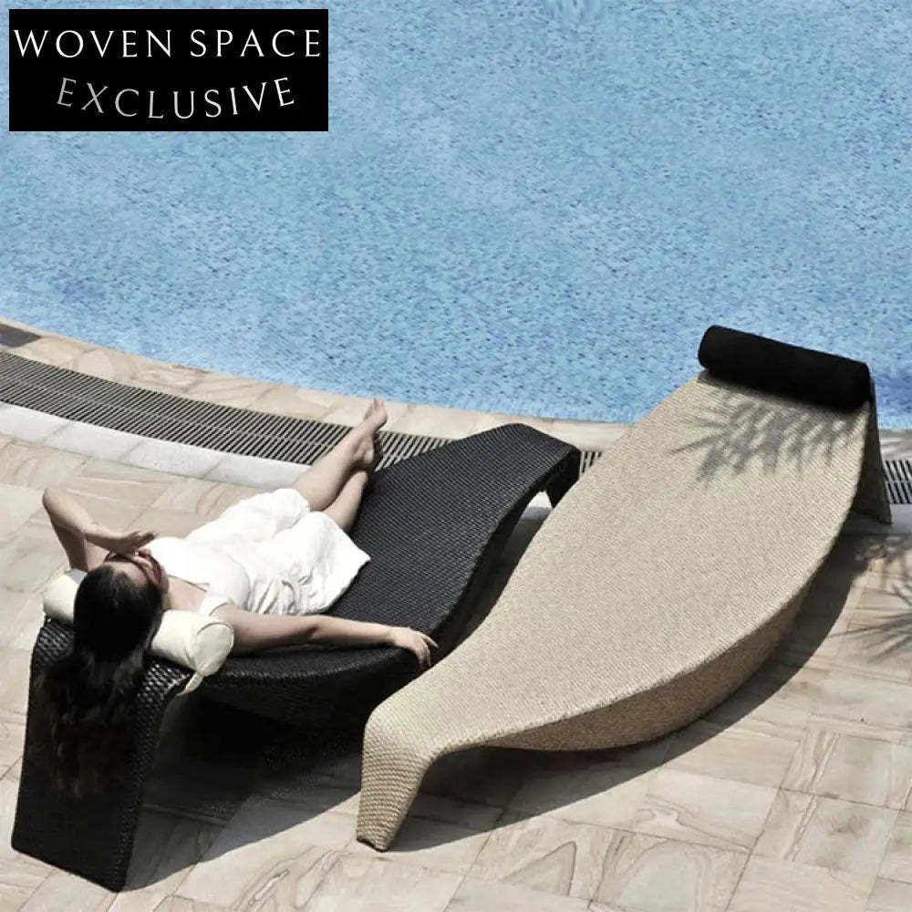 Modern Aluminum Leaf Shape Outdoor Sun Lounger Pool Weaving Rattan Lounge Chair