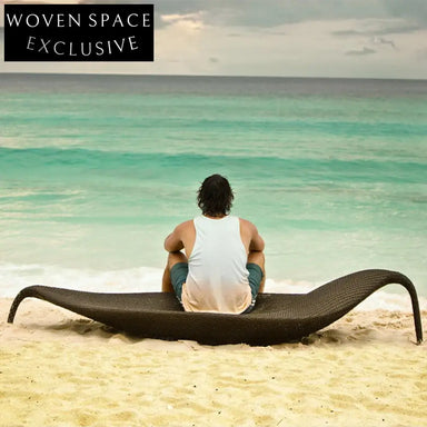 Modern Aluminum Leaf Shape Outdoor Sun Lounger Pool Weaving Rattan Lounge Chair