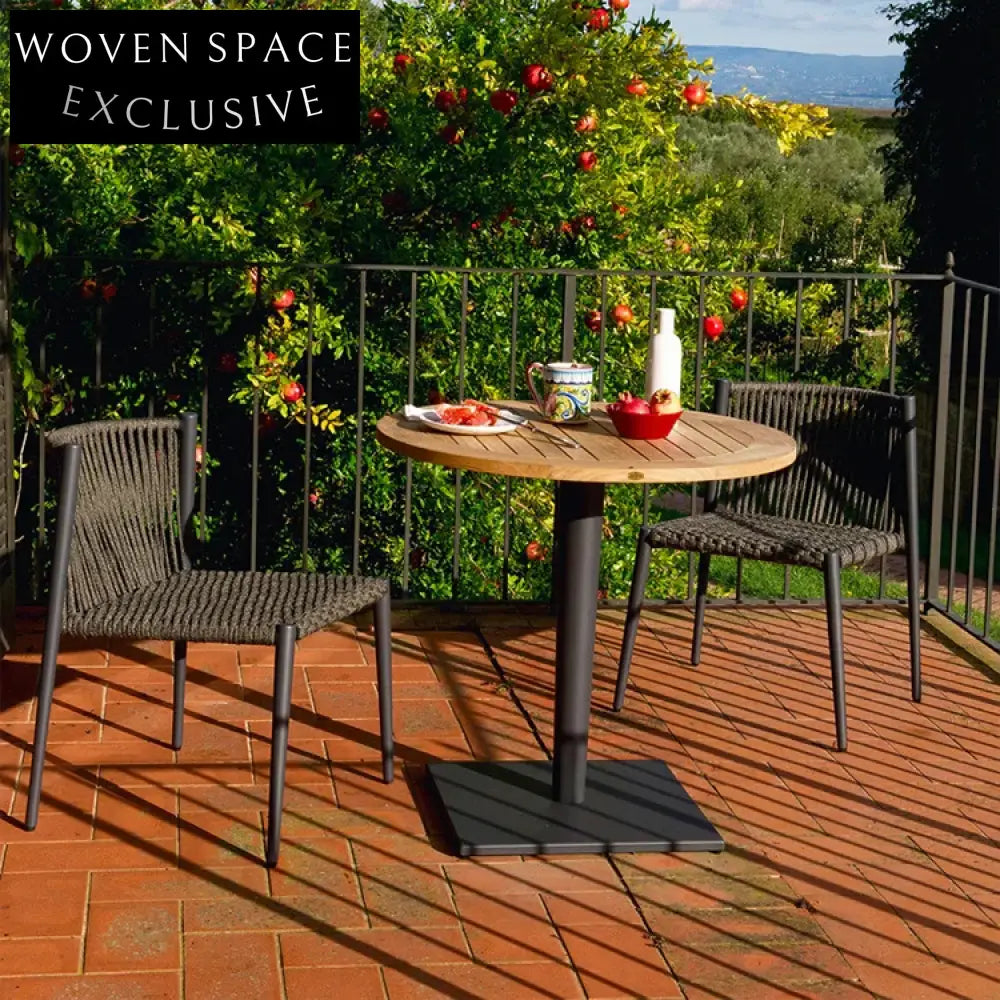 Modern Aluminum Outdoor Dining Chair, Hand-Woven Rope Stackable Patio Furniture