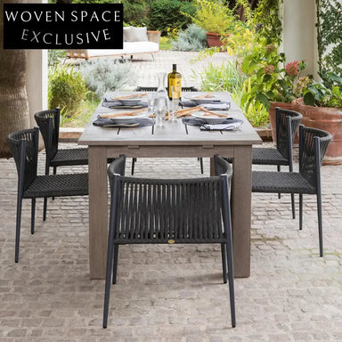 Modern Aluminum Outdoor Dining Chair, Hand-Woven Rope Stackable Patio Furniture