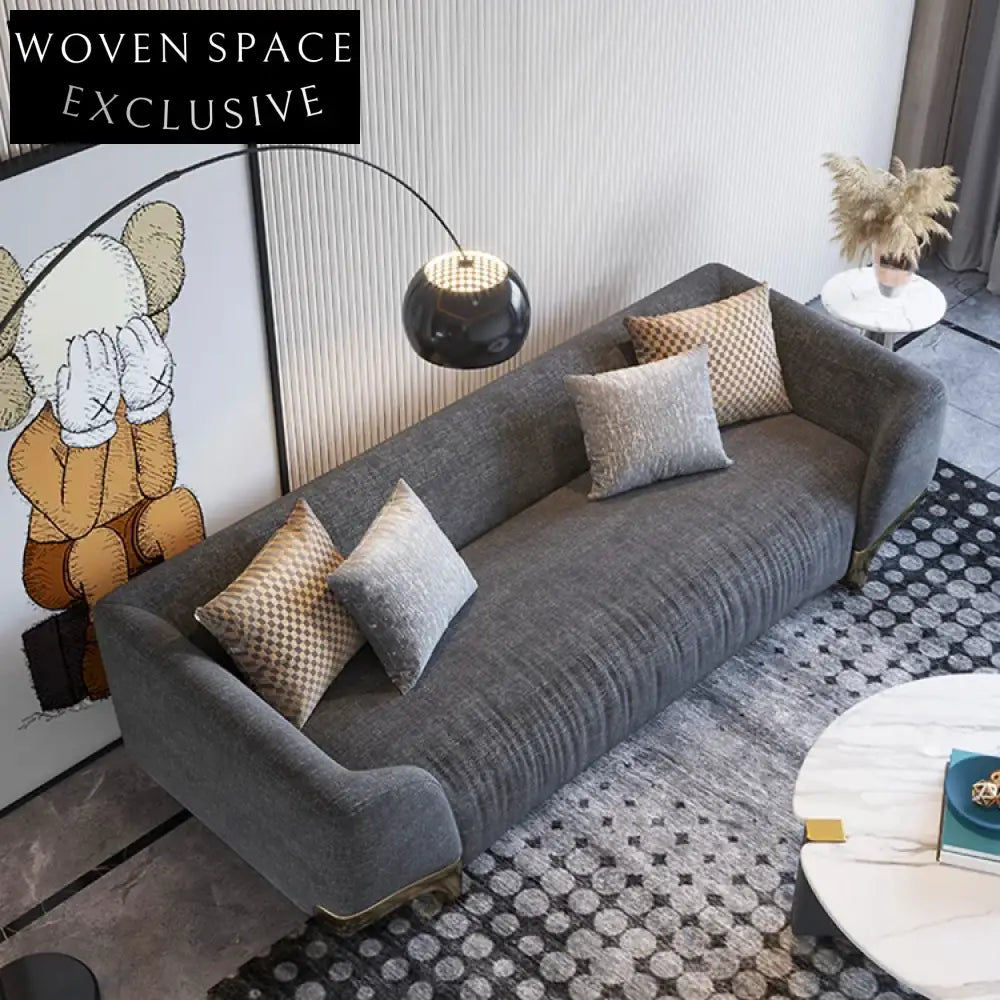 Modern American Style Three-Seater Fabric Sofa for Ultimate Living Room Comfort