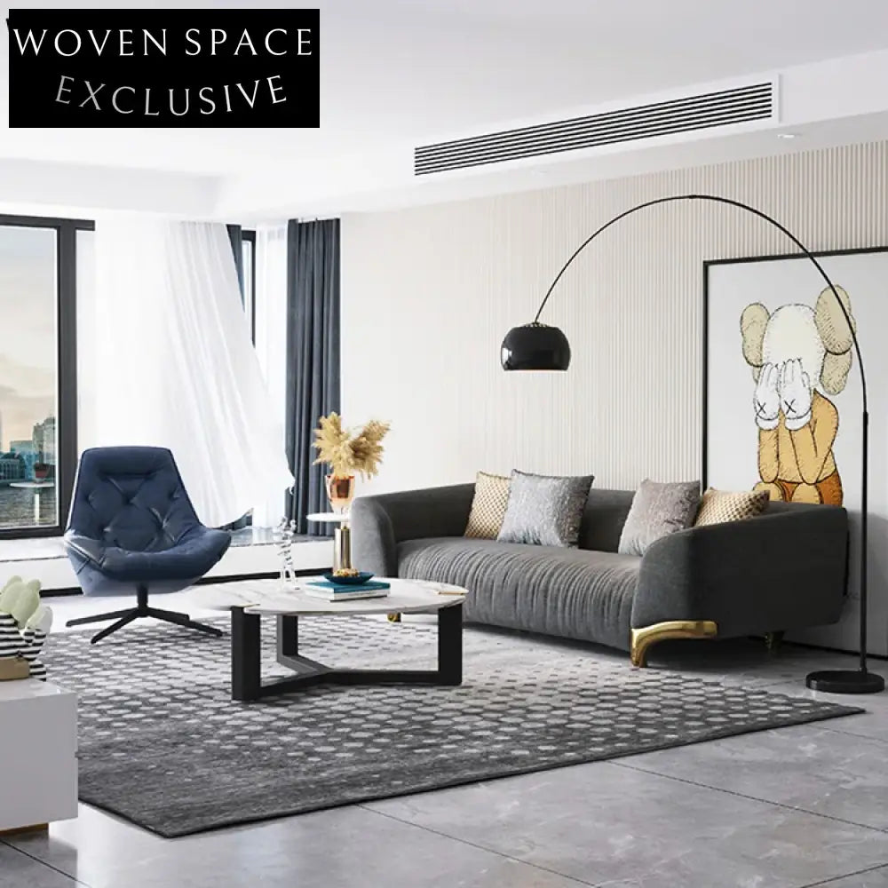 Modern American Style Three-Seater Fabric Sofa for Ultimate Living Room Comfort