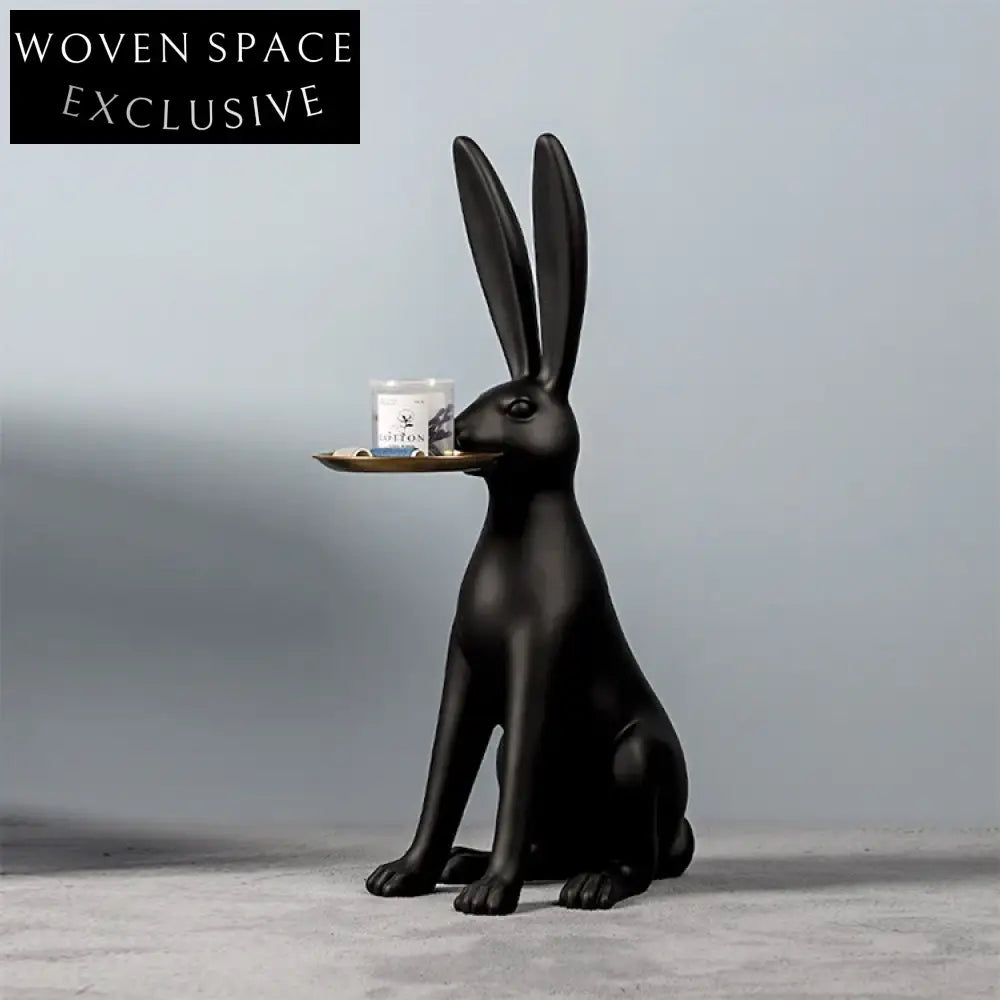 Modern Animal Floor Tray: Elegant Rabbit Resin Decorative Serving Accent