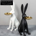 Modern Animal Floor Tray: Elegant Rabbit Resin Decorative Serving Accent
