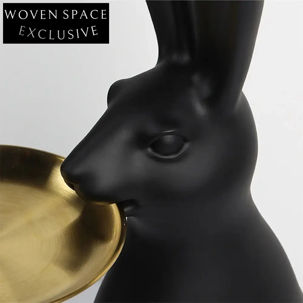 Modern Animal Floor Tray: Elegant Rabbit Resin Decorative Serving Accent