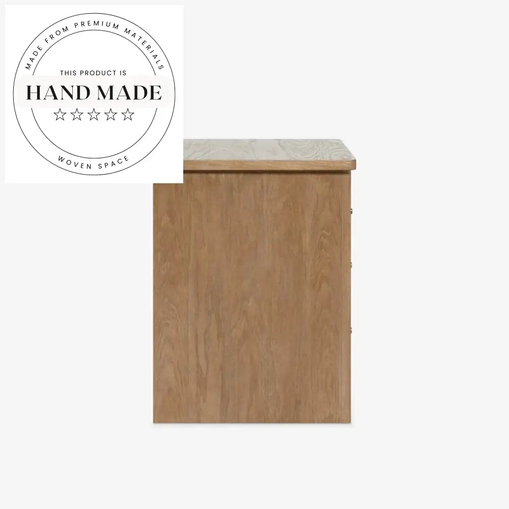 Modern Antique Square Ash Wood 3 Drawer Storage Bedside Cabinet