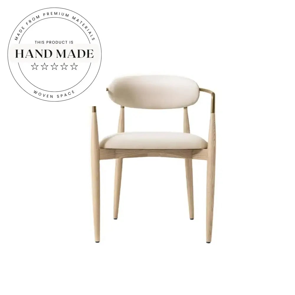 Modern Antique Wooden Dining Armchair with Fabric Upholstery & Metal Frame