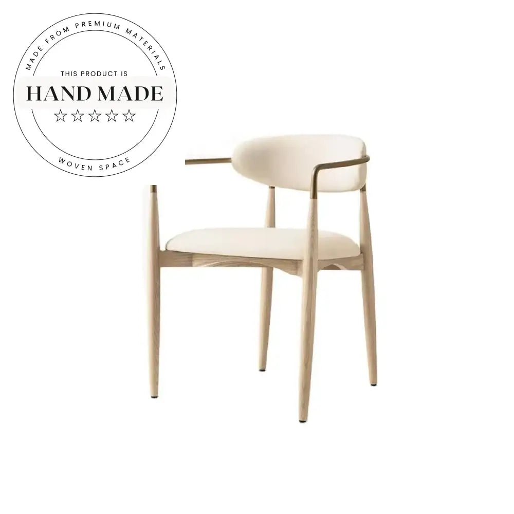 Modern Antique Wooden Dining Armchair with Fabric Upholstery & Metal Frame