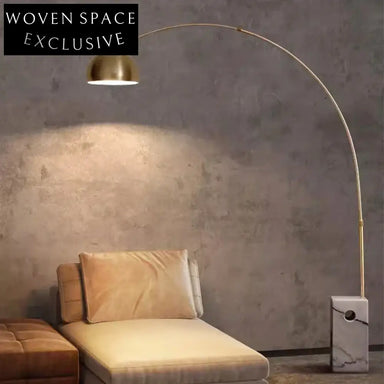 Modern Arc Floor Lamp with Elegant Marble Base, Metal Frame, Round Shade for Living Room