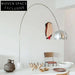 Modern Arc Floor Lamp with Elegant Marble Base, Metal Frame, Round Shade for Living Room