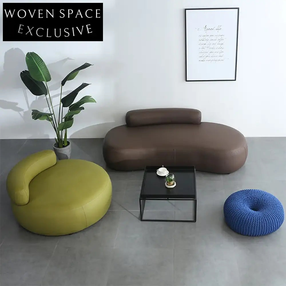 Modern Arc-Shape Three-Seater Cobblestone Design Office Sofa