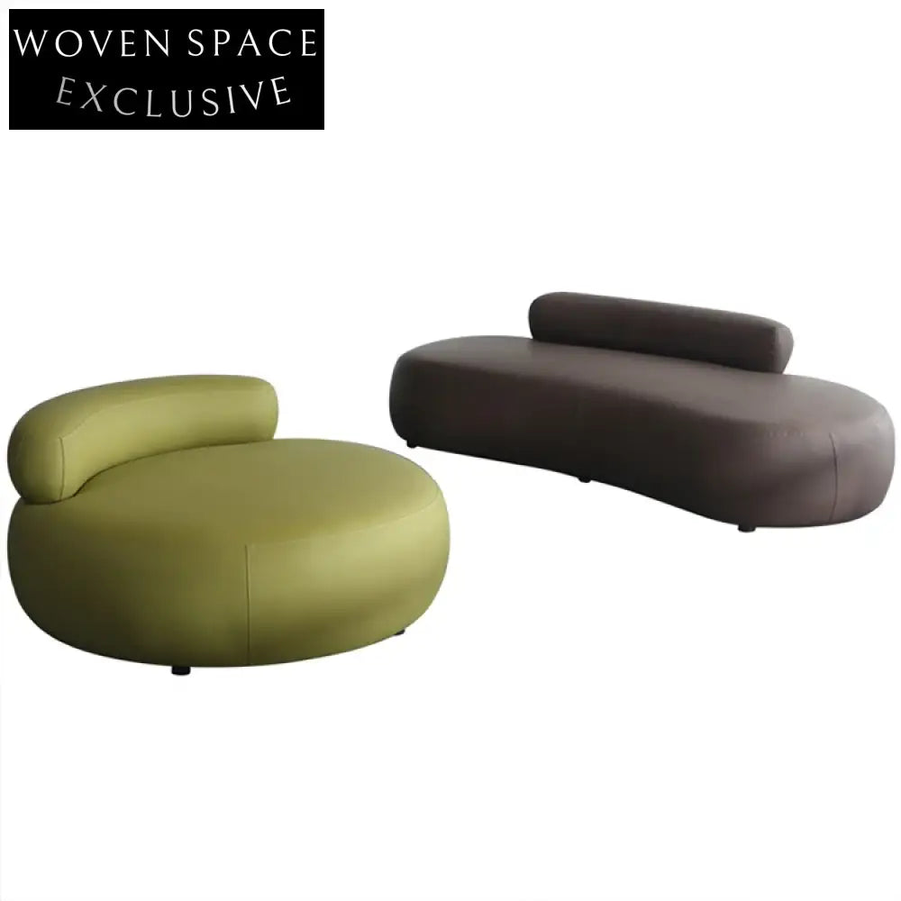 Modern Arc-Shape Three-Seater Cobblestone Design Office Sofa