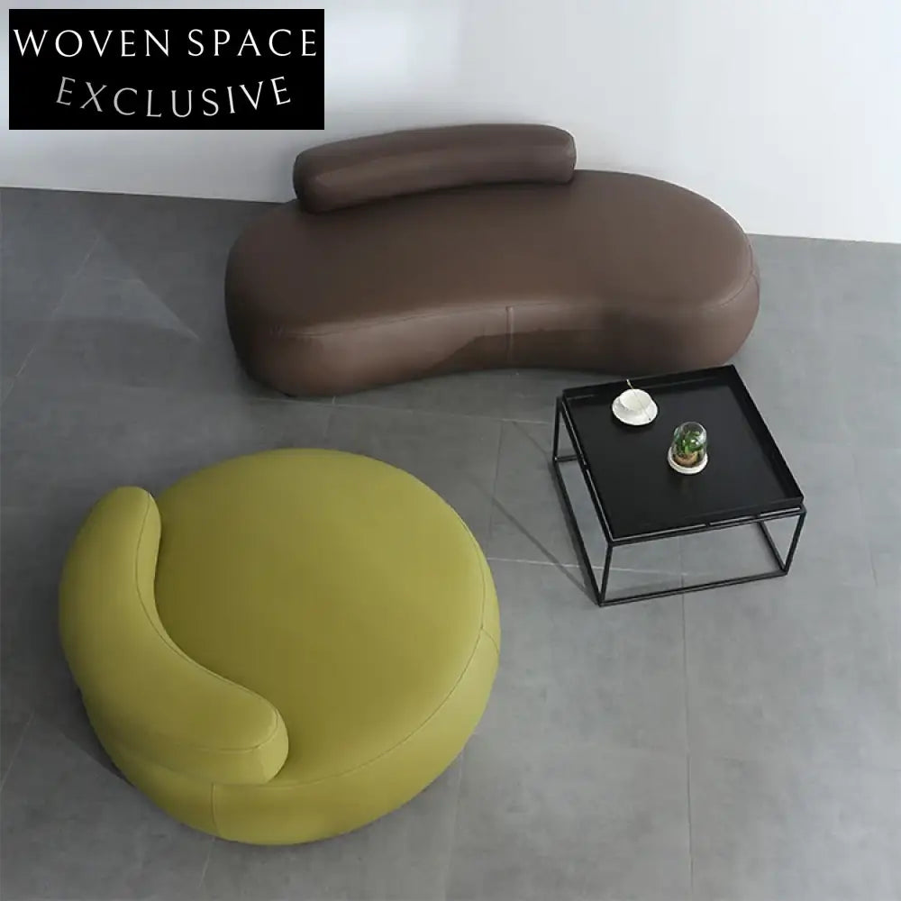 Modern Arc-Shape Three-Seater Cobblestone Design Office Sofa