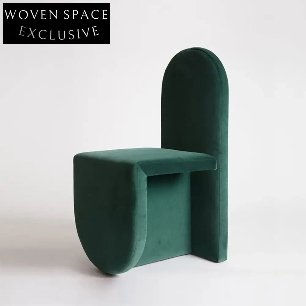 Modern Arc Velvet Dining Chair: Upholstered Green Fabric, Elegant Restaurant Home Seating