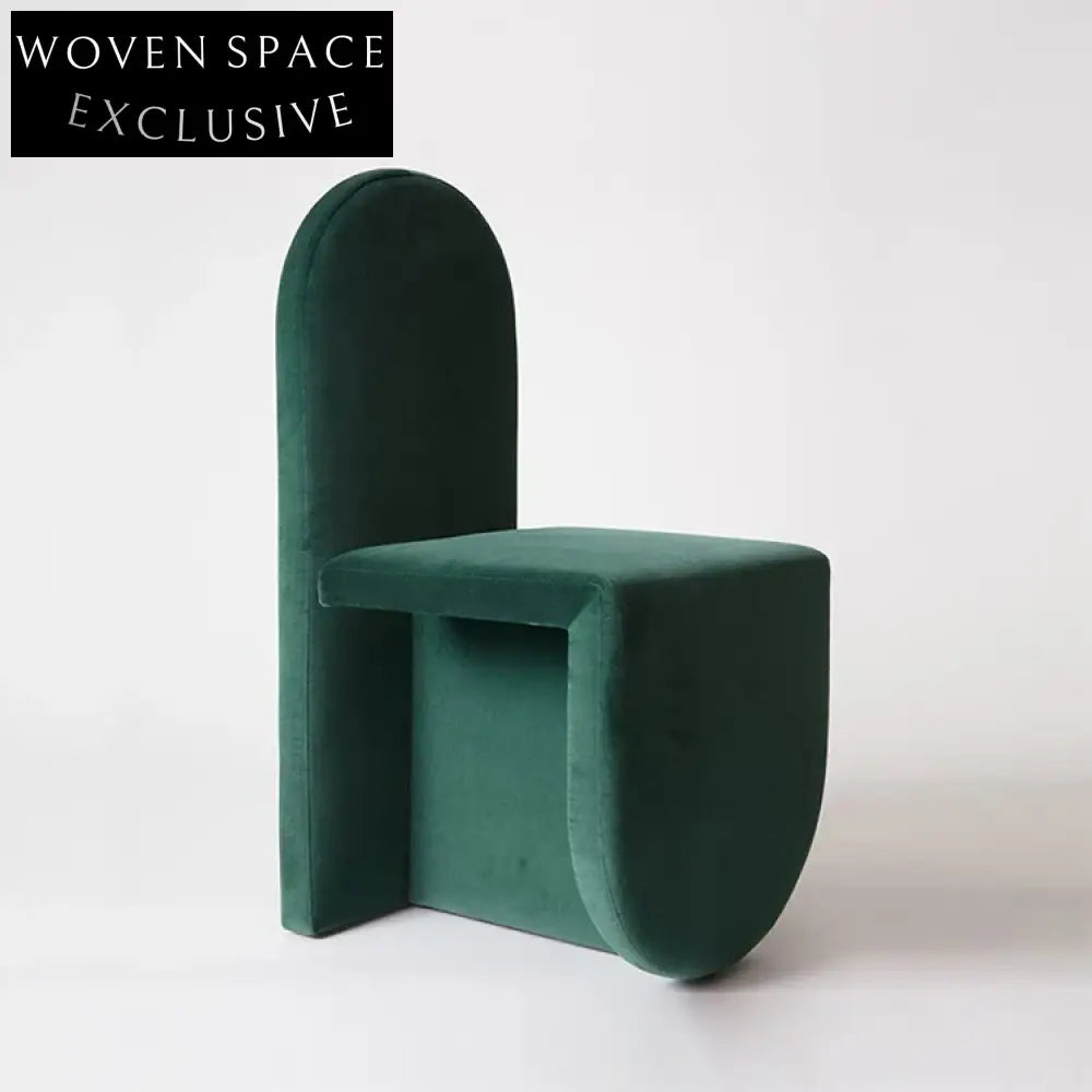 Modern Arc Velvet Dining Chair: Upholstered Green Fabric, Elegant Restaurant Home Seating