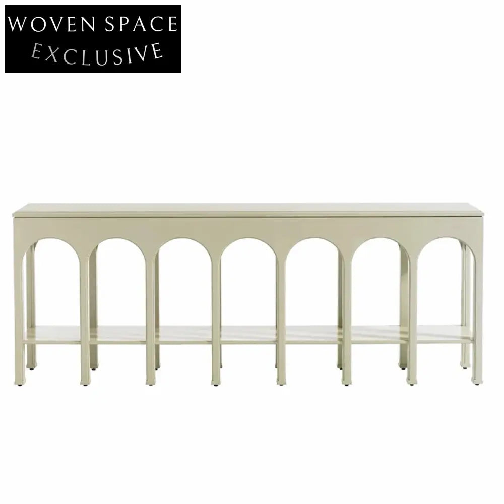 Modern Arch Console Table with Bookcase Storage for Elegant Hallway Entryways
