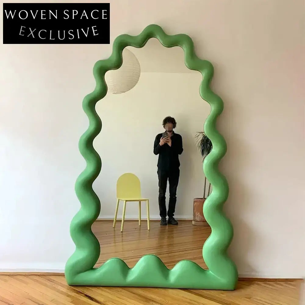 Modern Arch Full-Length Floor Mirror Solid Wood Frame Dressing Room Accent