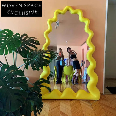 Modern Arch Full-Length Floor Mirror Solid Wood Frame Dressing Room Accent