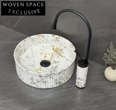 Modern Art Marble Above Counter Bathroom Vessel Sink