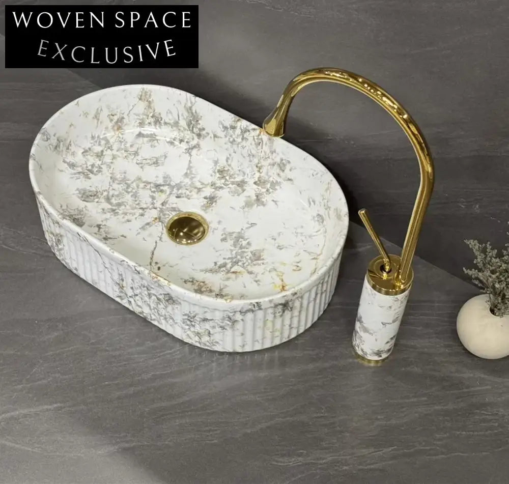 Modern Art Marble Above Counter Bathroom Vessel Sink