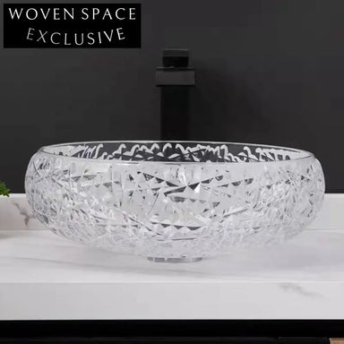 Modern Artistic Crystal Glass Bathroom Vessel Sink for Vanity