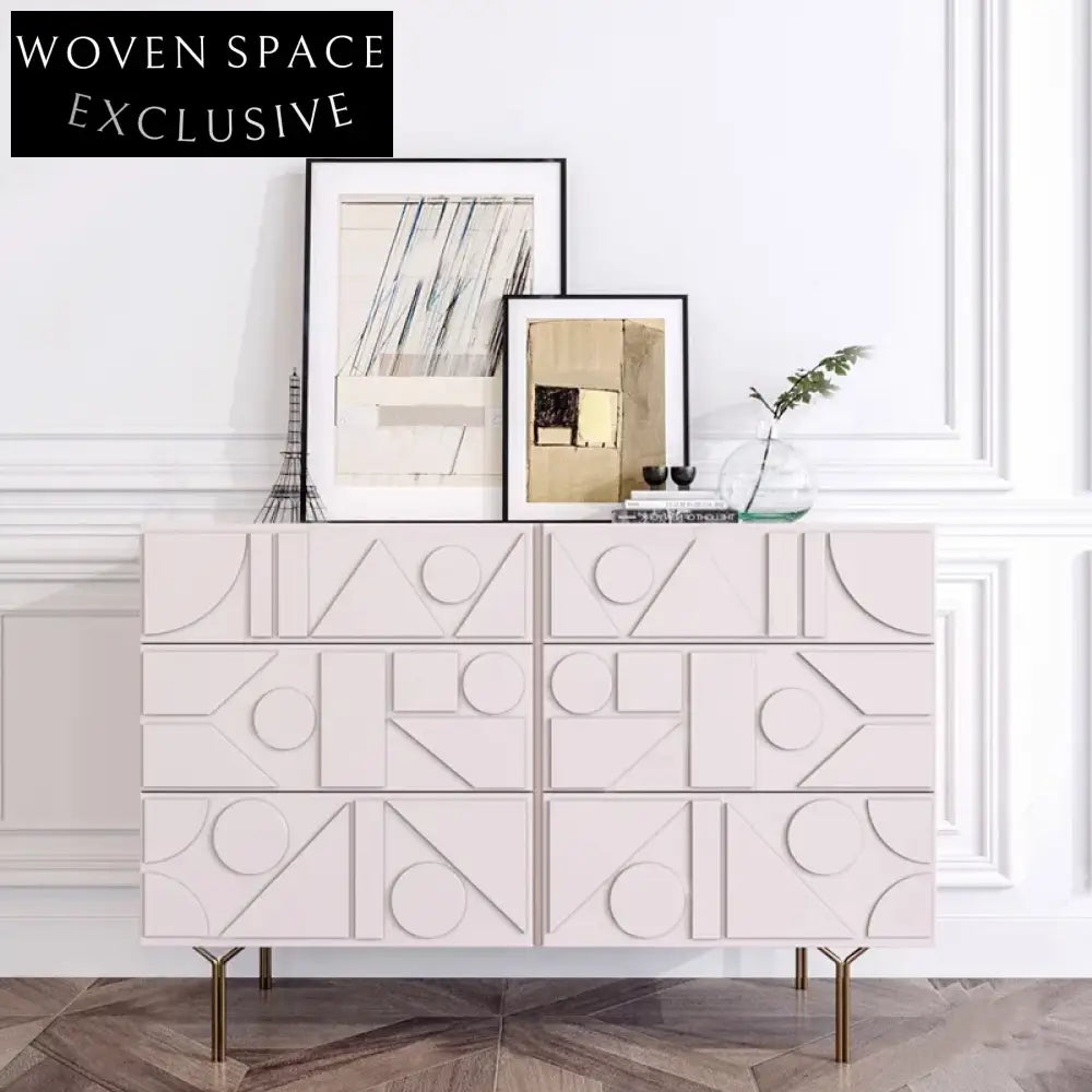 Modern Artistic Wooden Sideboard Cabinet with Metal Base for Living Room