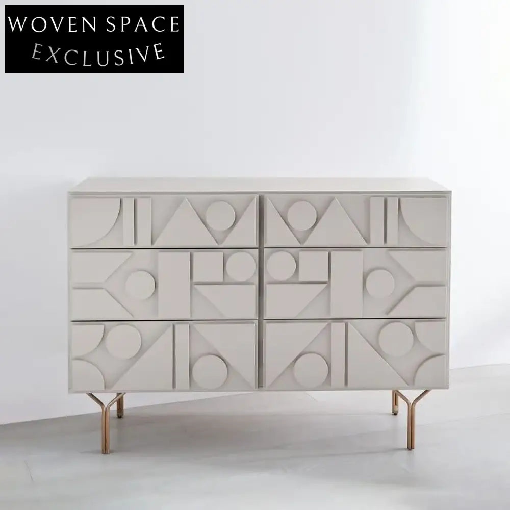 Modern Artistic Wooden Sideboard Cabinet with Metal Base for Living Room