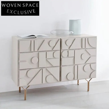 Modern Artistic Wooden Sideboard Cabinet with Metal Base for Living Room