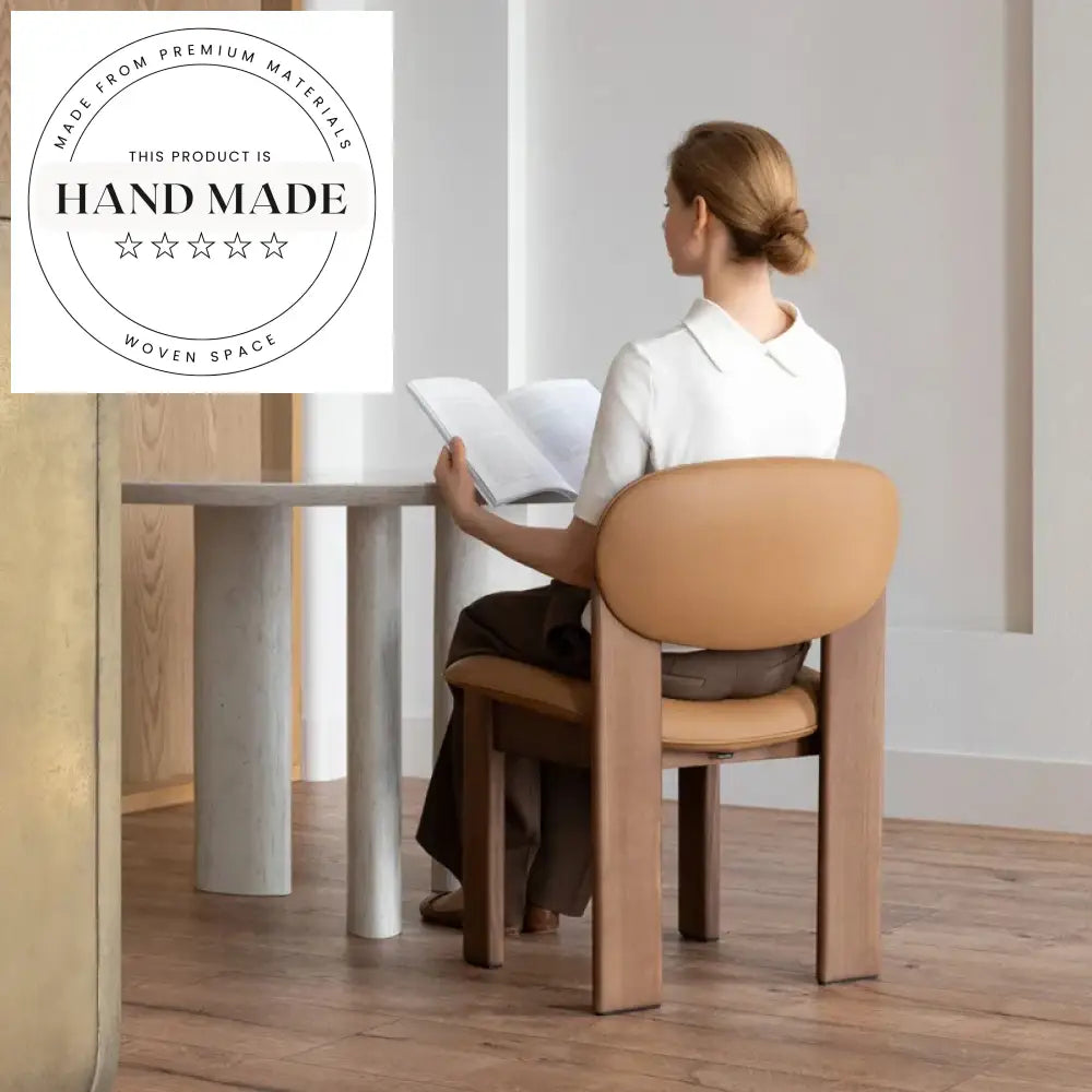 Modern Ash Solid Wood and Leather Padded Dining Chair