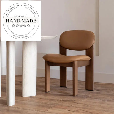 Modern Ash Solid Wood and Leather Padded Dining Chair