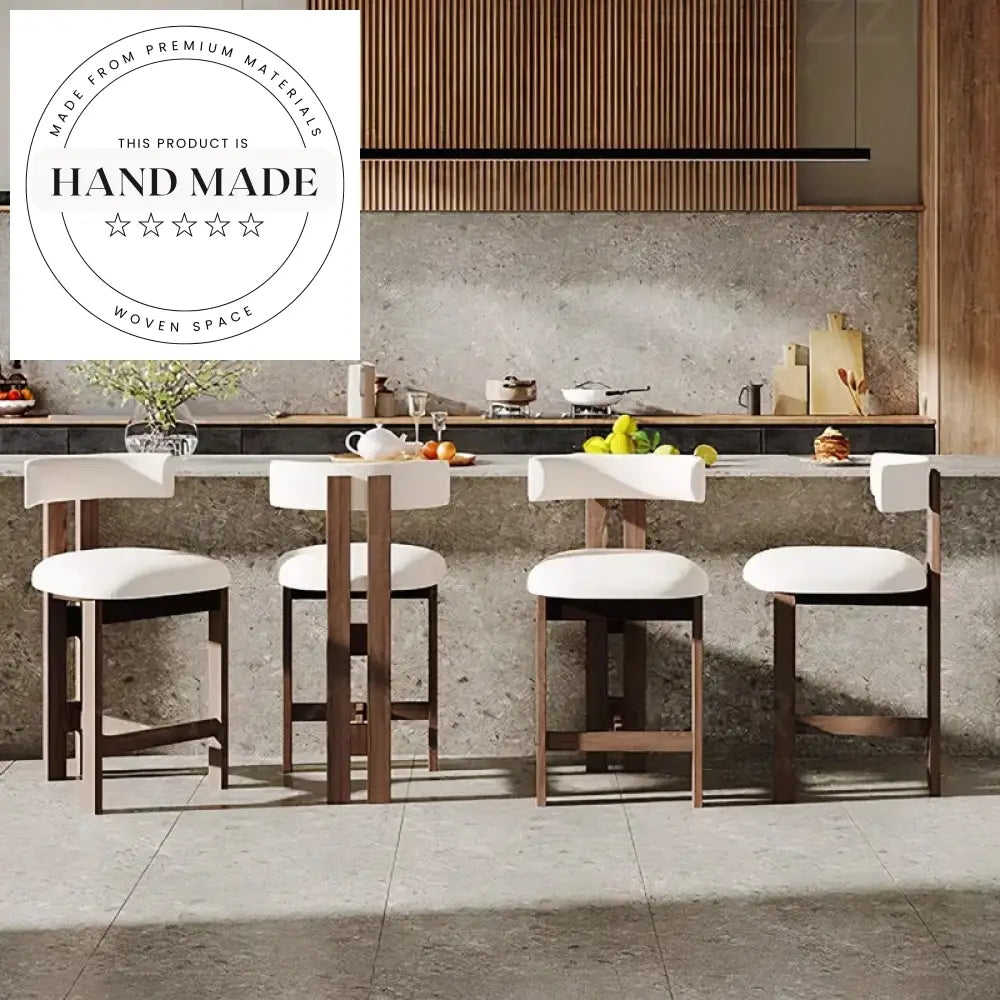Modern Ash Wood Bar Stool with Custom Fabric for Kitchen & Dining Counter