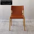 Modern Ash Wood Frame Saddle Leather Dining Chair with Customizable Colors