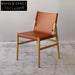 Modern Ash Wood Frame Saddle Leather Dining Chair with Customizable Colors