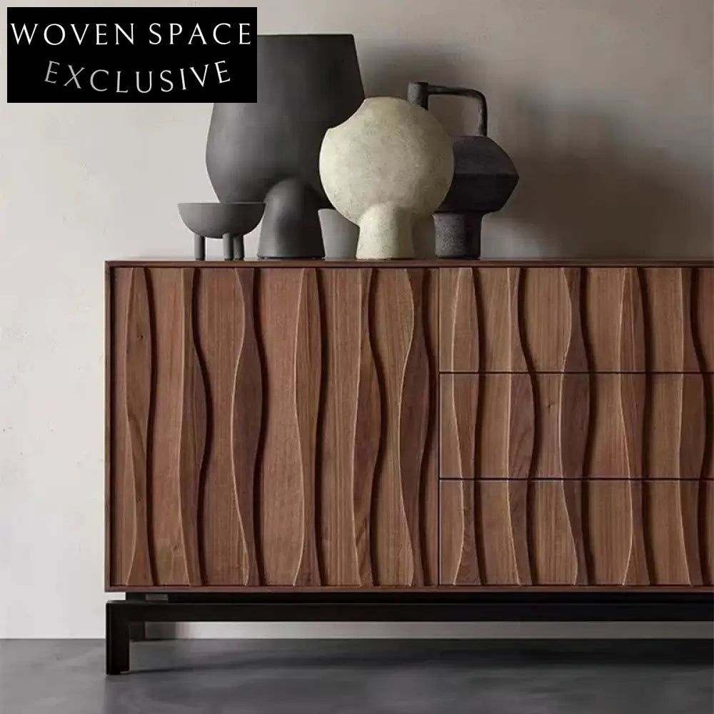 Modern Ash Wood Sideboard Buffet, Luxury Storage Cabinet for Dining Room