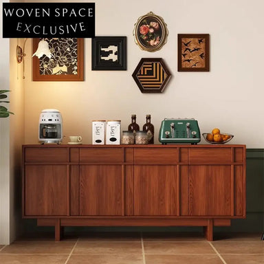 Modern Ash Wood Sideboard, Vintage Wooden Storage Cabinet for Living Room