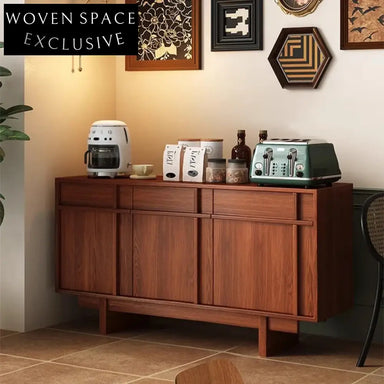 Modern Ash Wood Sideboard, Vintage Wooden Storage Cabinet for Living Room