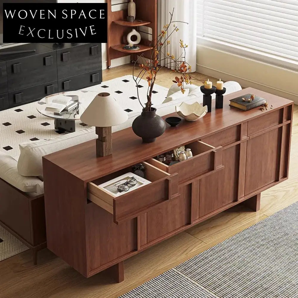 Modern Ash Wood Sideboard, Vintage Wooden Storage Cabinet for Living Room