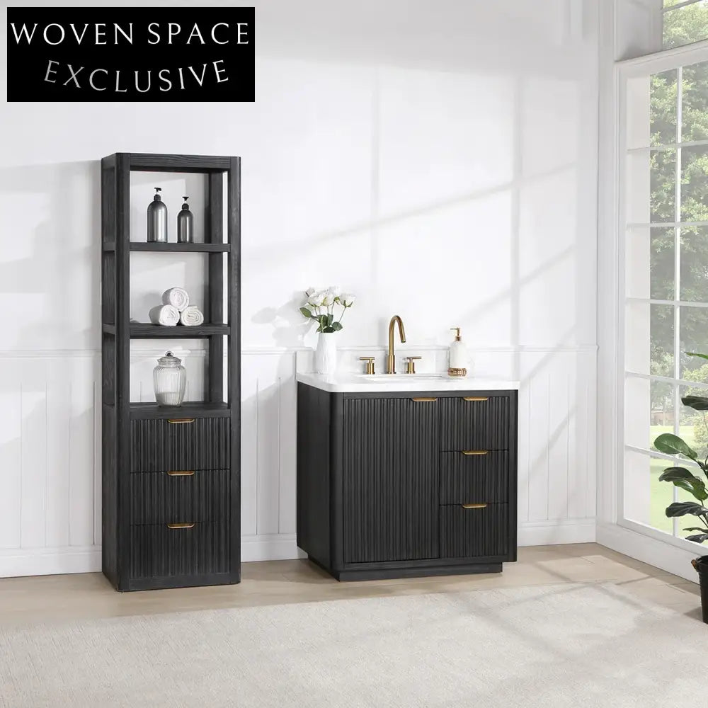 Modern Bathroom Vanity Cabinet with Integrated Sink, Premium Solid Wood Storage