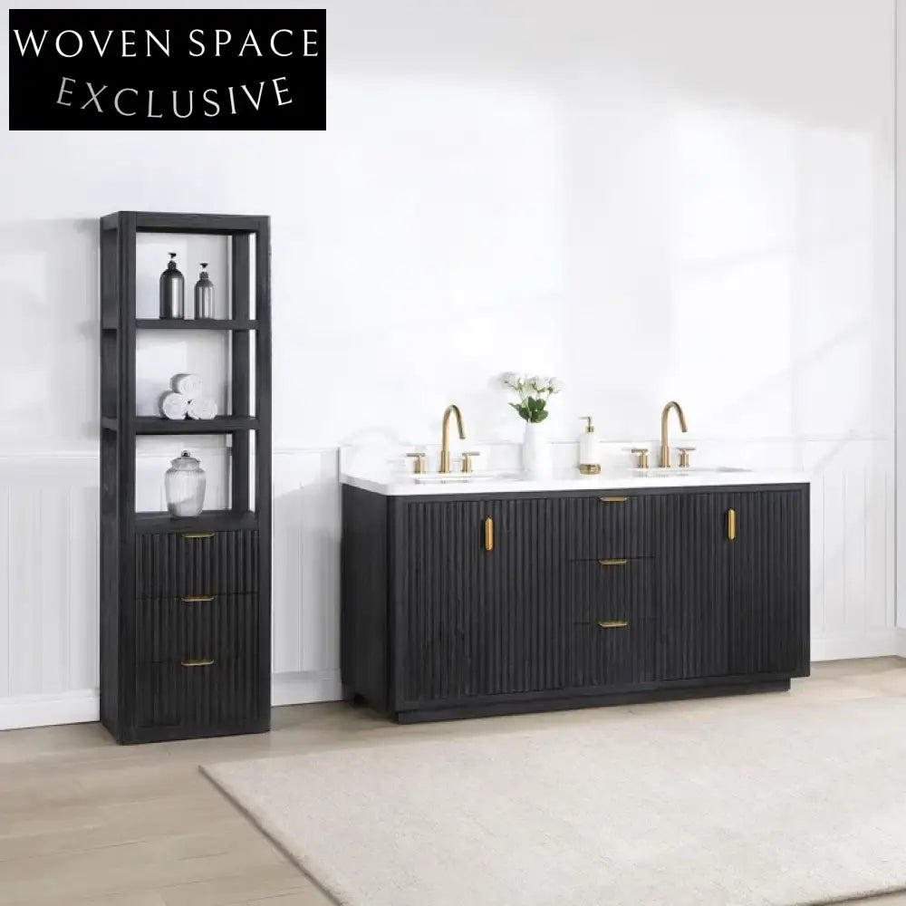 Modern Bathroom Vanity Cabinet with Integrated Sink, Premium Solid Wood Storage