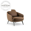 Modern Bauhaus Brown Leather Recliner Armchair for Living Room Lounge