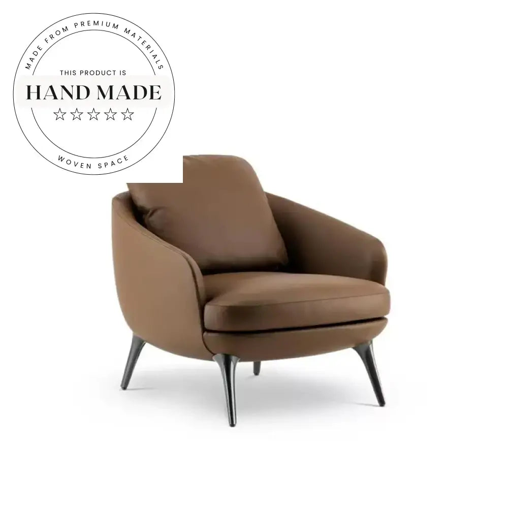 Modern Bauhaus Brown Leather Recliner Armchair for Living Room Lounge