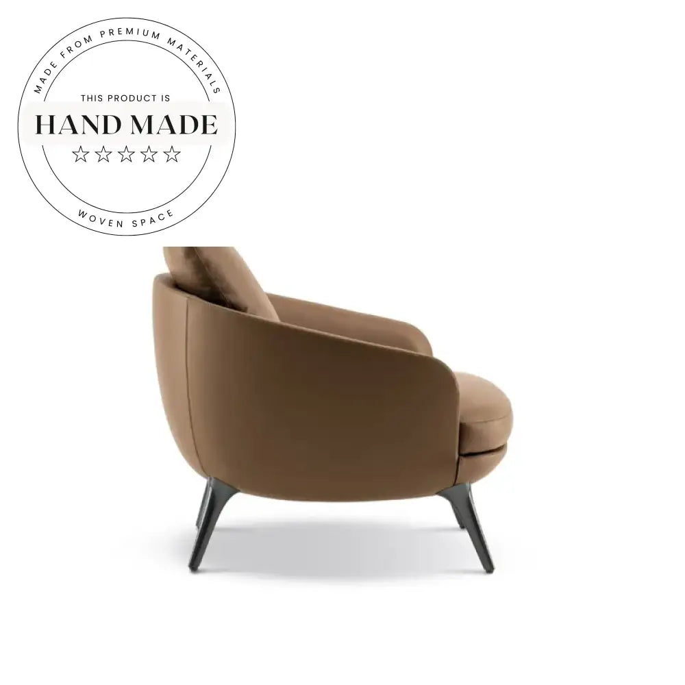 Modern Bauhaus Brown Leather Recliner Armchair for Living Room Lounge