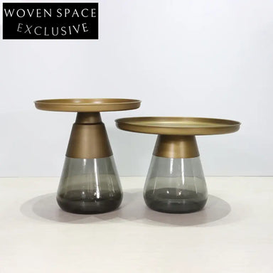 Modern Bell Glass Gold Stainless Steel Living Room Center Coffee Table Set