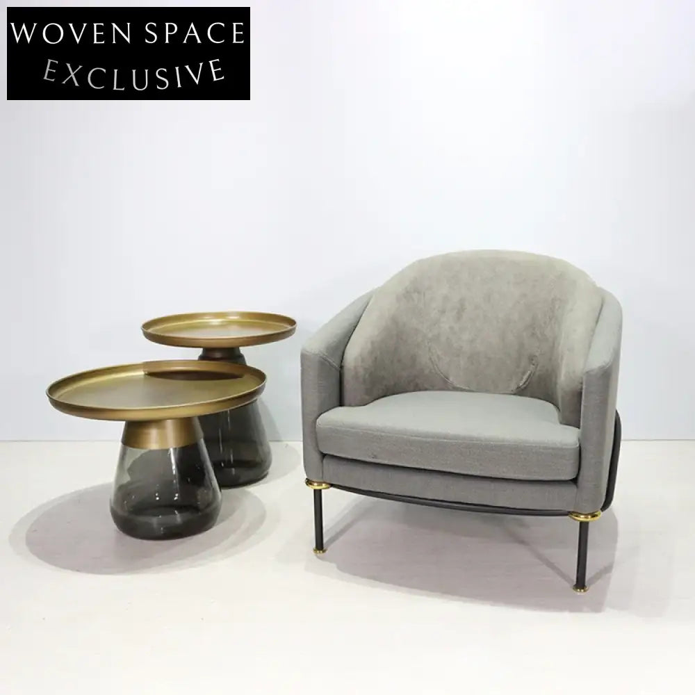 Modern Bell Glass Gold Stainless Steel Living Room Center Coffee Table Set