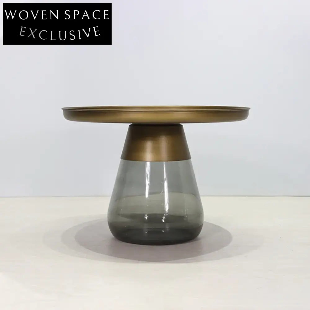 Modern Bell Glass Gold Stainless Steel Living Room Center Coffee Table Set