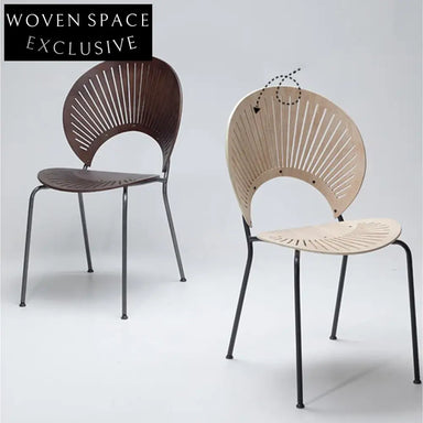 Modern Bent Plywood Dining Chair with Metal Frame for Restaurants and Cafes