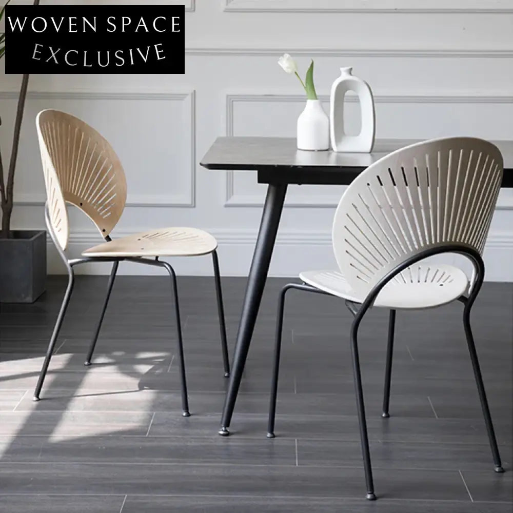 Modern Bent Plywood Dining Chair with Metal Frame for Restaurants and Cafes