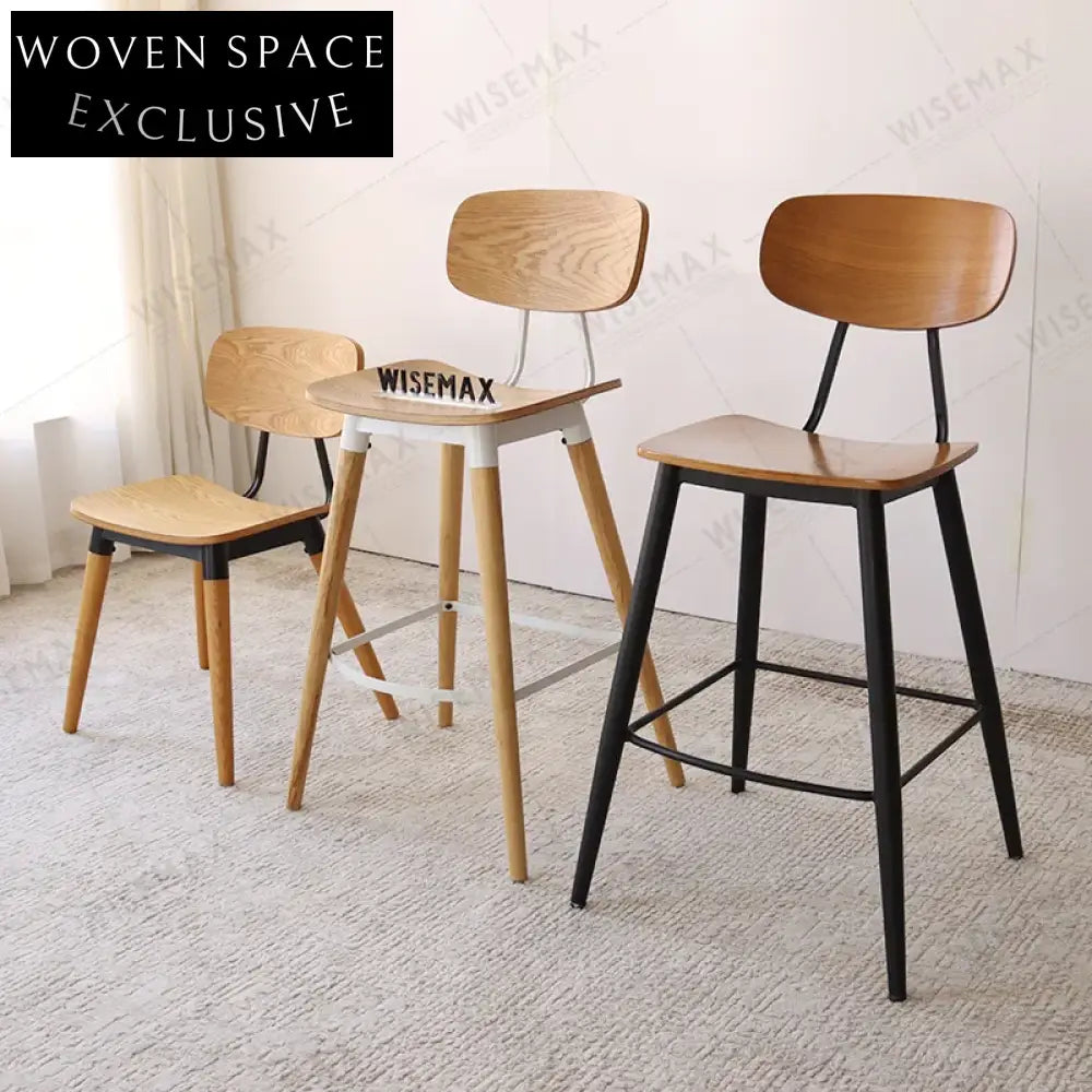 Modern Bentwood Plywood Cafe Dining Chair with Sturdy Metal Frame
