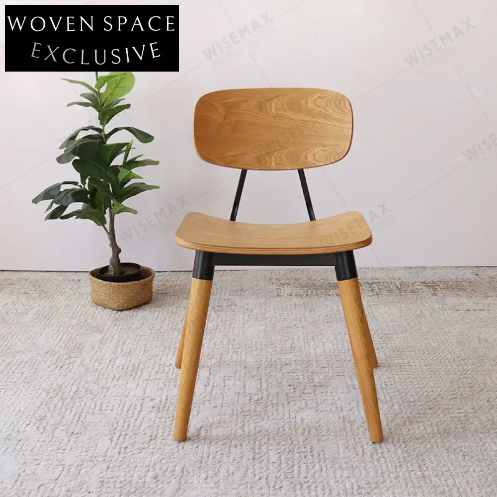 Modern Bentwood Plywood Cafe Dining Chair with Sturdy Metal Frame
